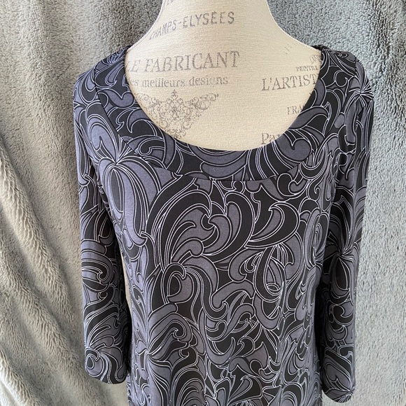 Cleo ladies dress size 12 - very flattering shape, black, grey and white - Picture 2 of 8